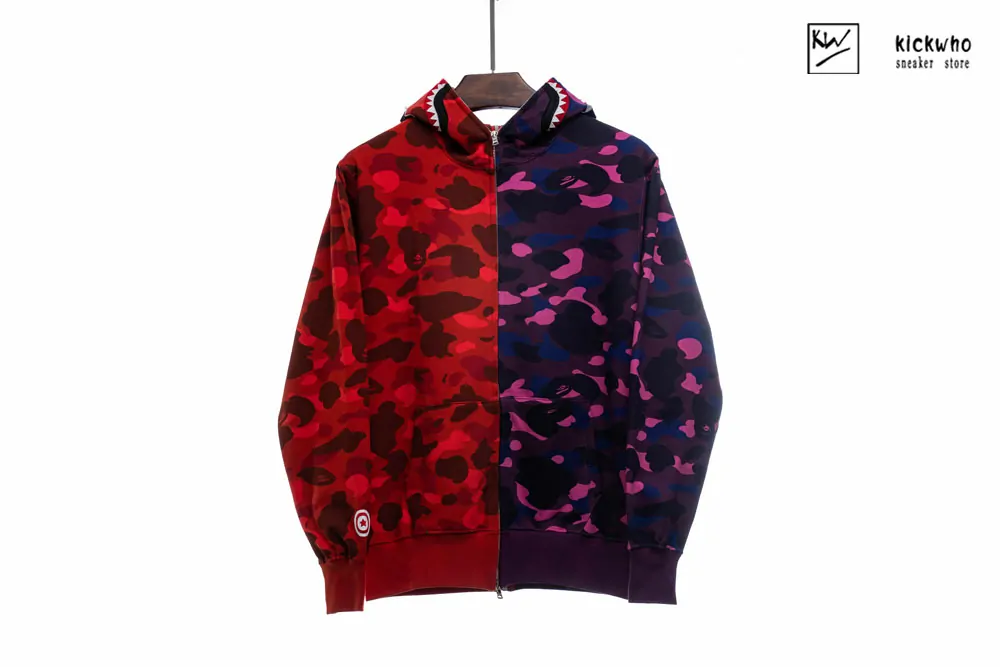 bape camo zip hoodie(purple/red)