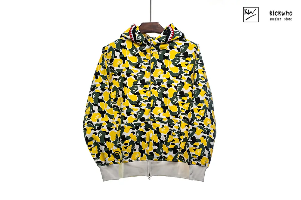 bape camo shark zip hoodie green yellow