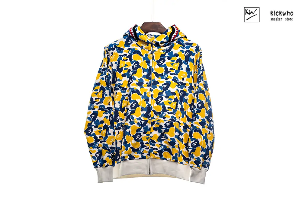 bape camo shark zip hoodie blue yellow