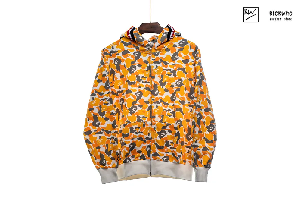 bape camo shark zip hoodie grey yellow