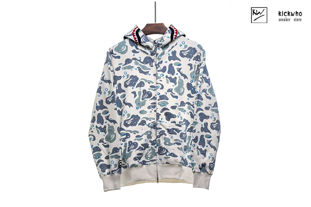 bape space camo shark zip hoodie grey