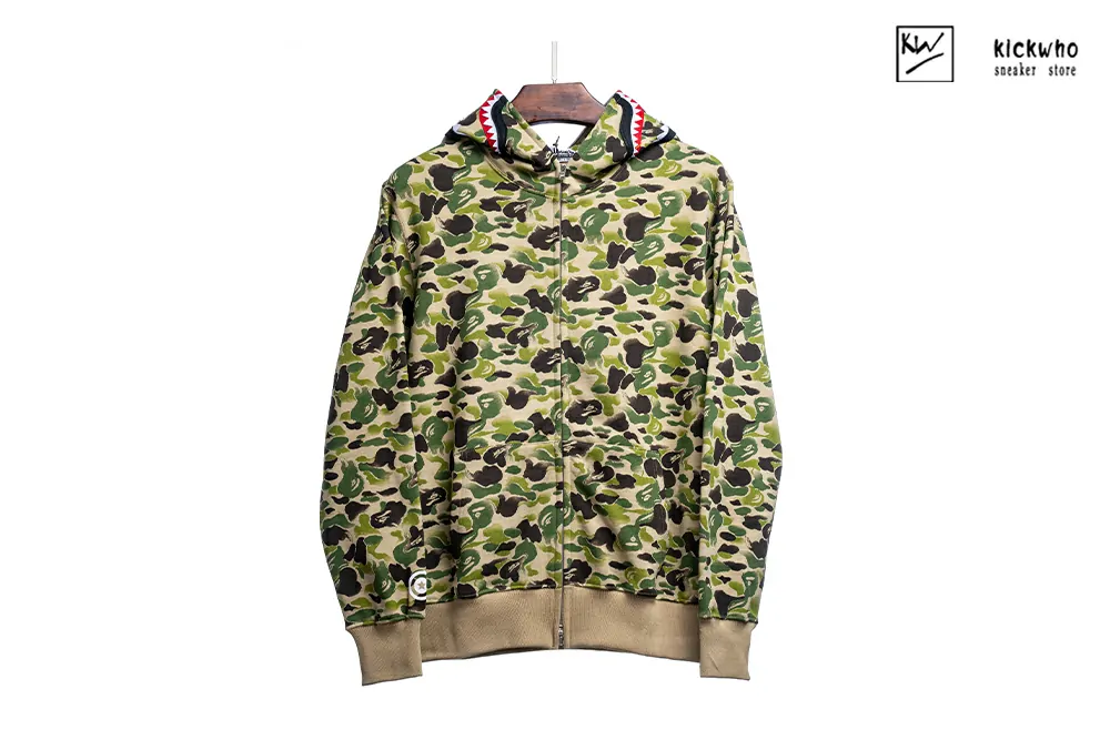 bape camo shark zip hoodie green cream