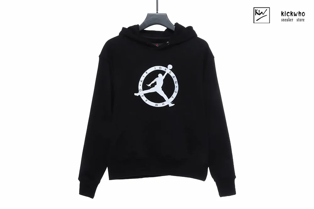 aj x ow jumpman logo hoodie black