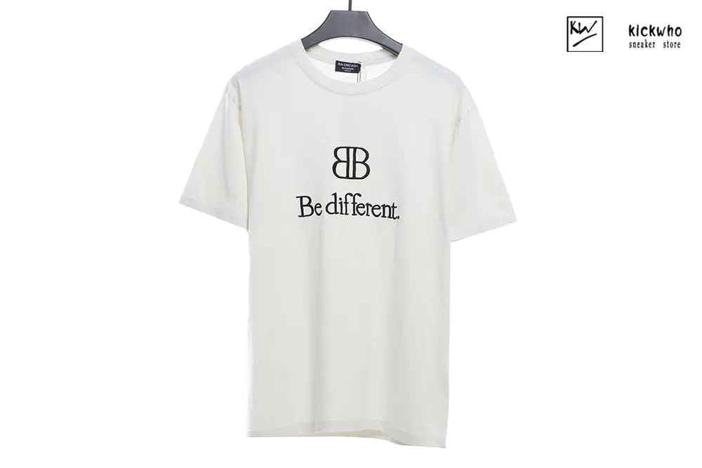 balenciaga white ''be different'' t-shirt