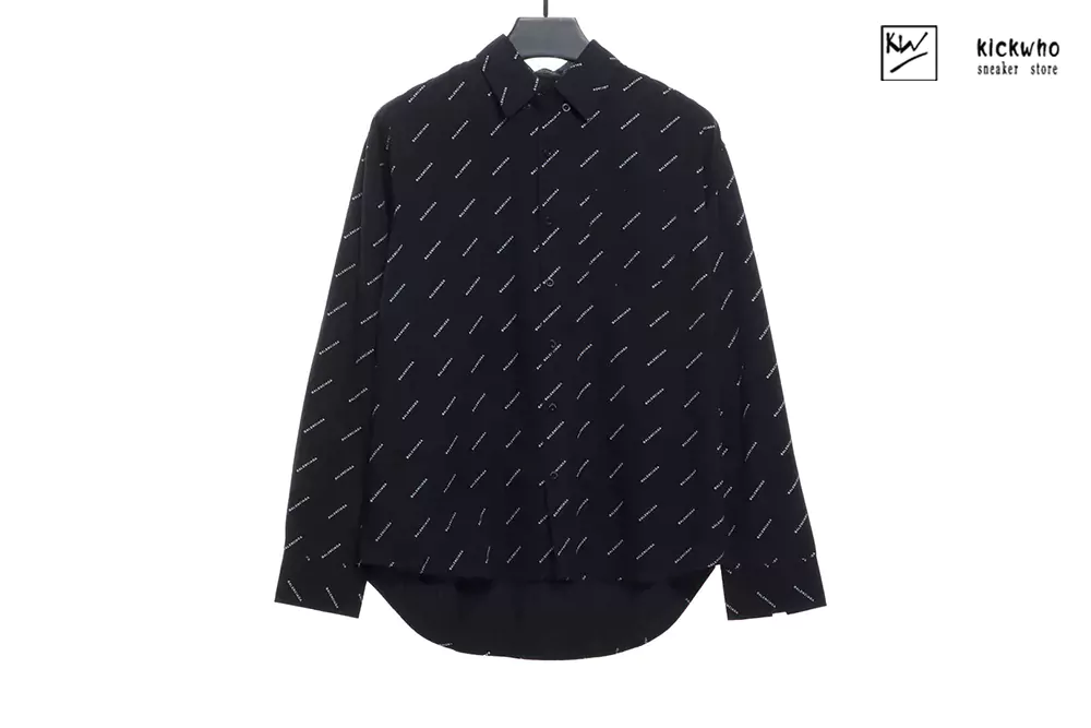 balenciaga full print logo shirt black