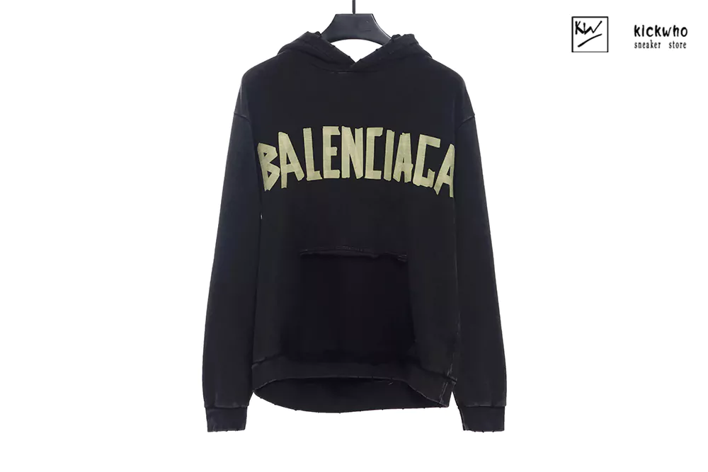 balenciaga distress bb hoodie black