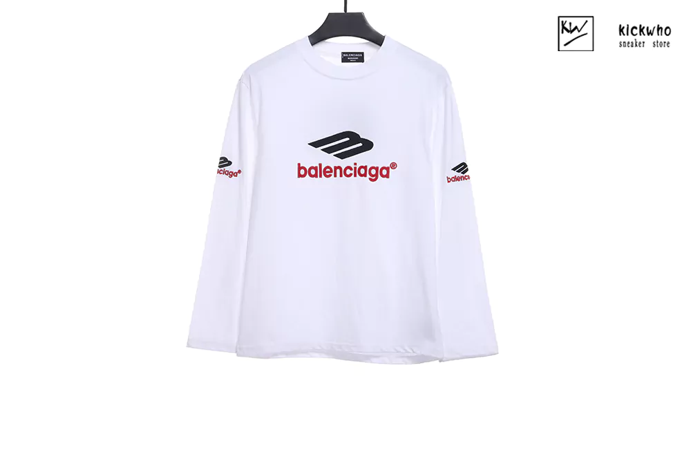 balenciaga logo embroidery sleeve t-shirt white