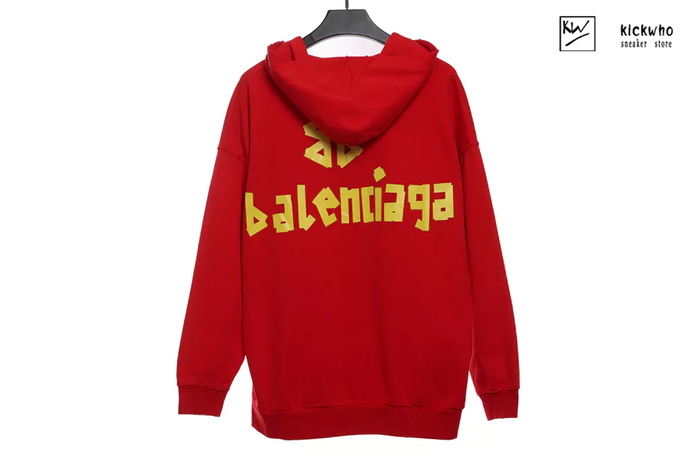 balenciaga cut pocket zipper hoodie red