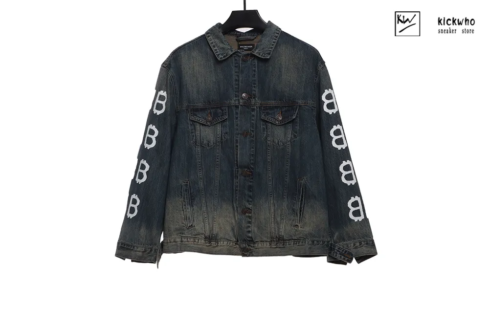 balenciaga bb hand drawn graffiti jeans jacket