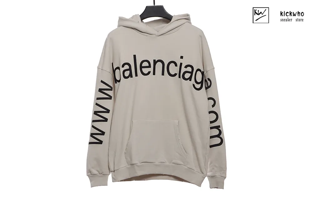 balenciaga chest arms logo hoodie cream