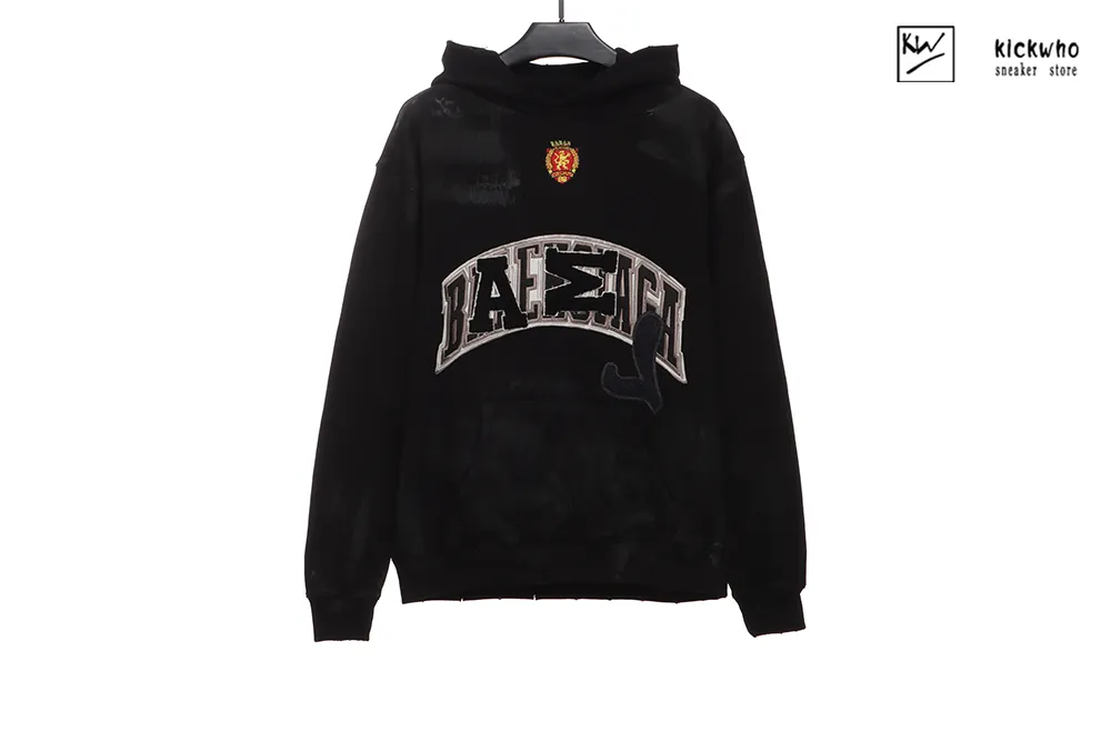 balenciaga graffiti logo-print hoodie black