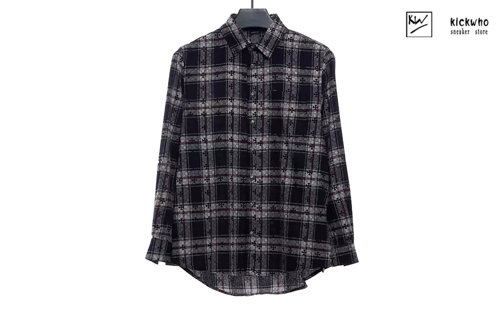 chrome hearts full printing check shirt black