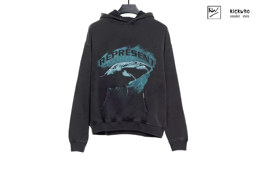 represent blue shark hoodie smoke grey