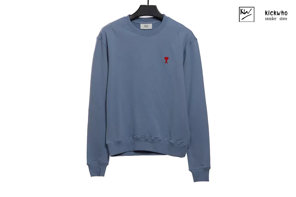 ami little love embroidery crewneck blue