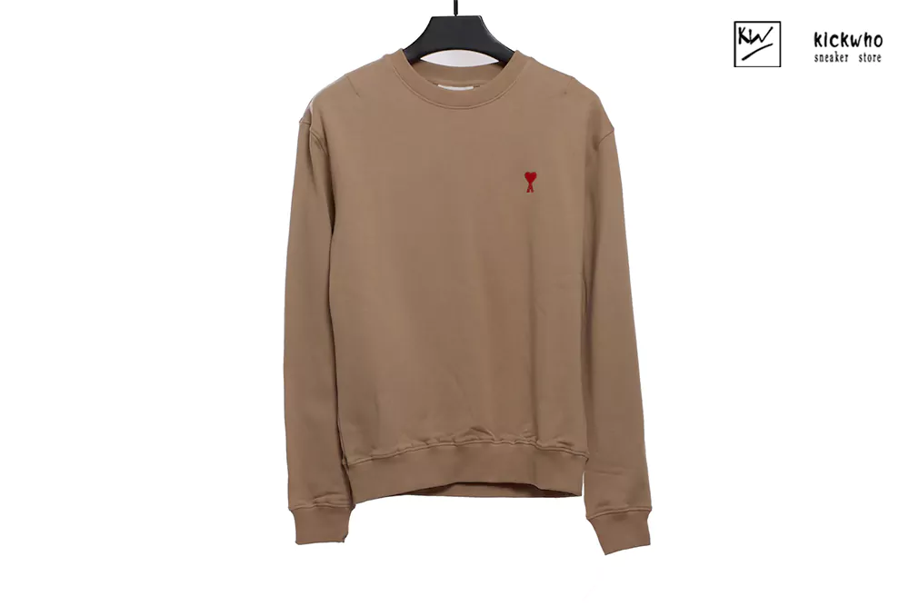 ami little love embroidery crewneck brown