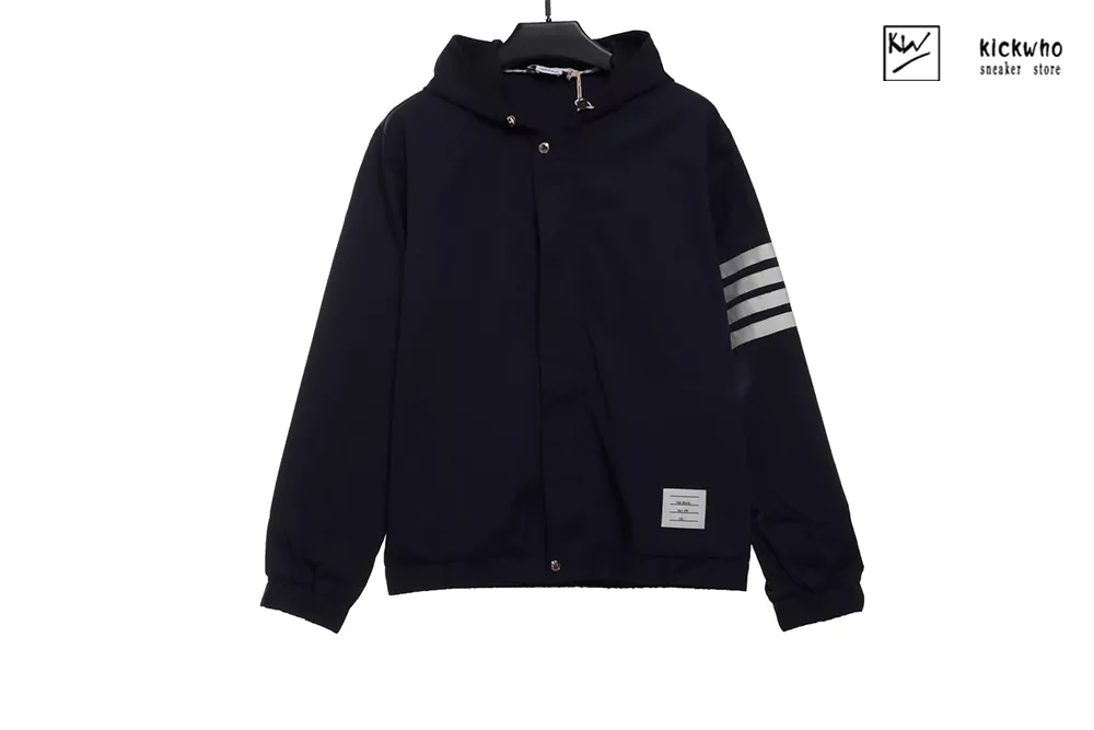 thom browne 4-bar hooded zipper coat black