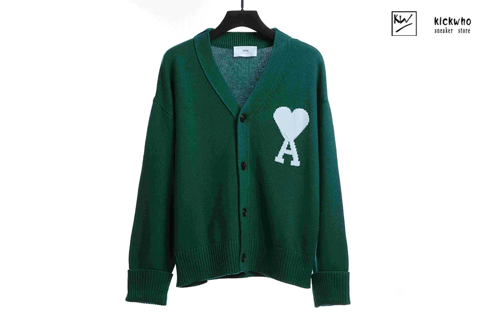 ami christmas love cardigan green