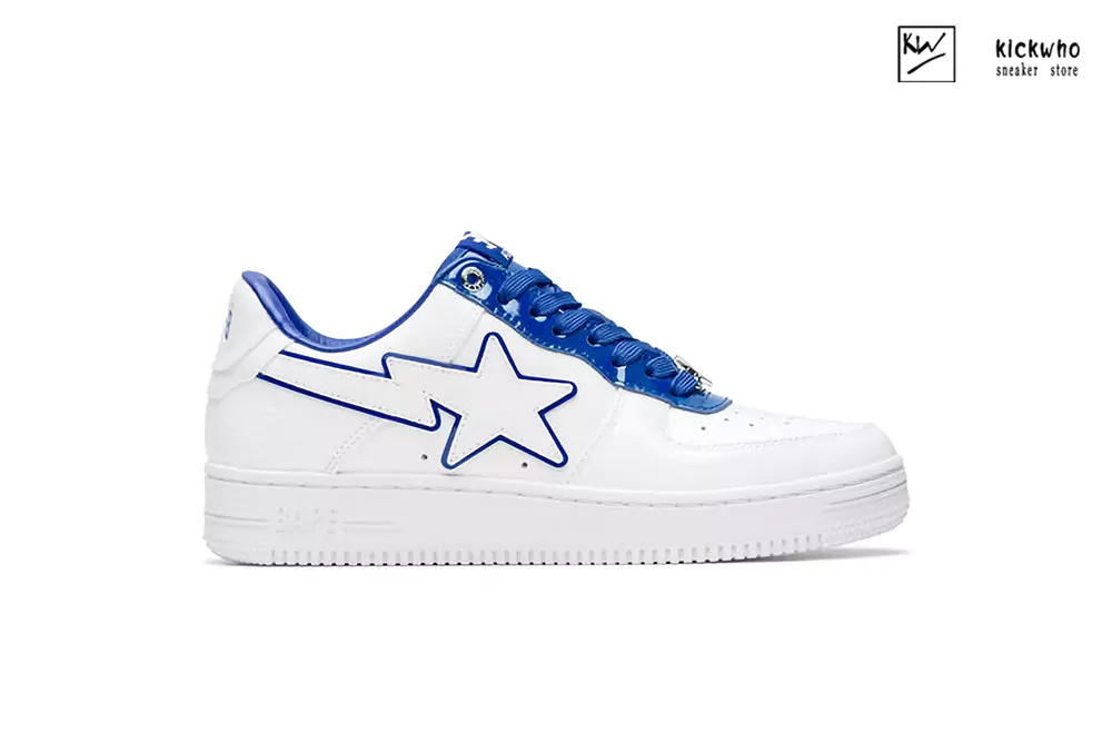 a bathing ape bape sta patent leather white blue