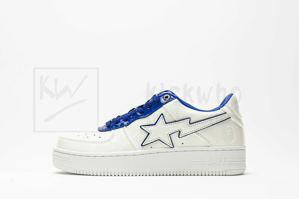 a bathing ape bape sta patent leather white blue