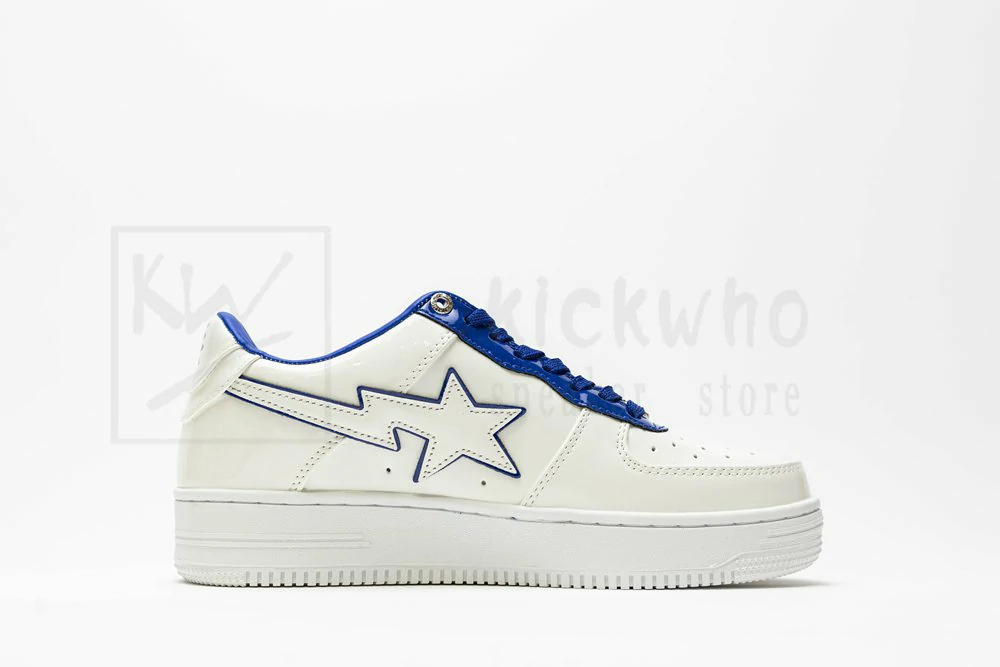 a bathing ape bape sta patent leather white blue