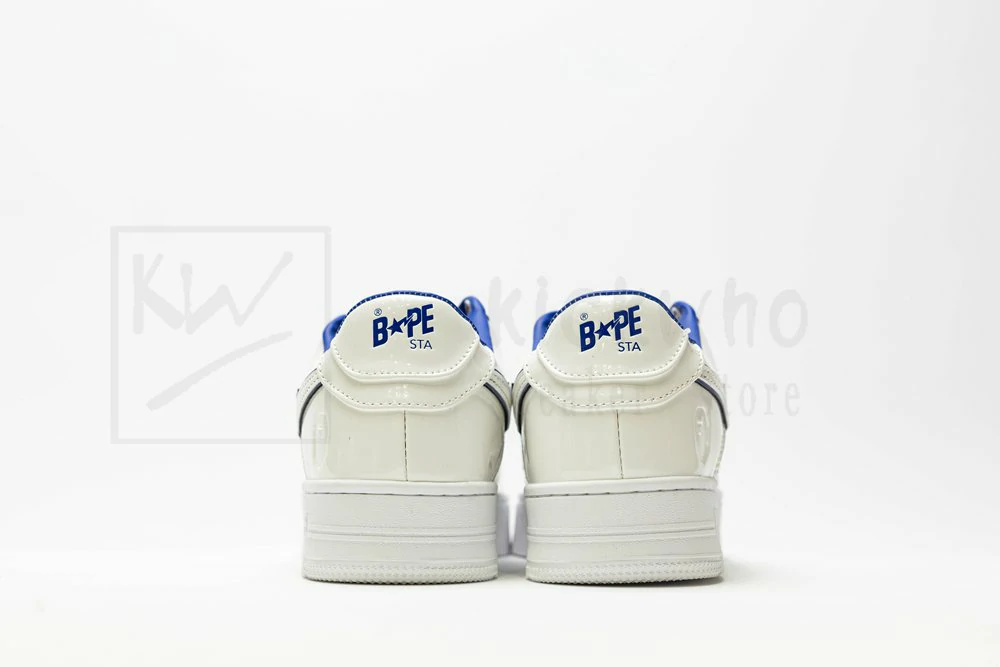 a bathing ape bape sta patent leather white blue