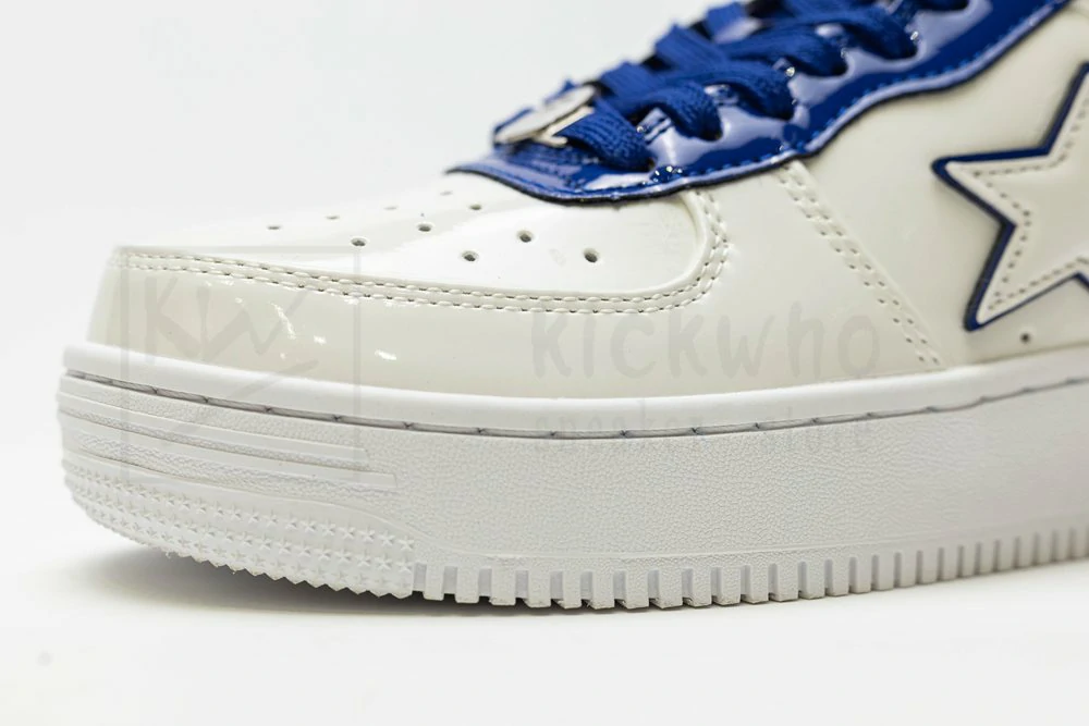 a bathing ape bape sta patent leather white blue