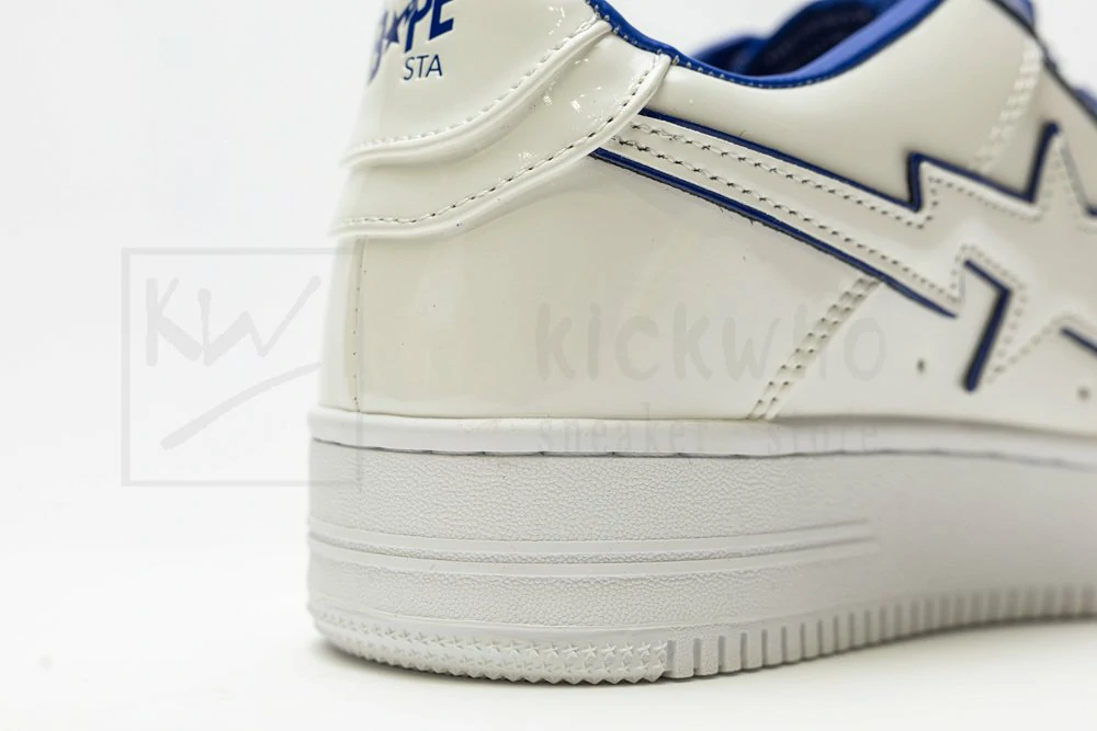 a bathing ape bape sta patent leather white blue