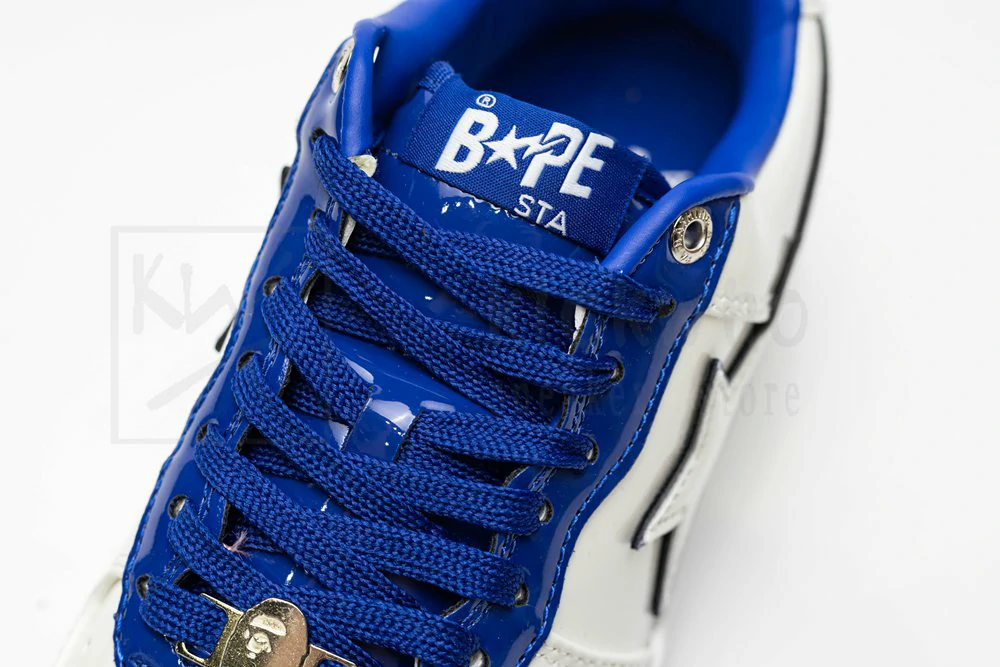 a bathing ape bape sta patent leather white blue