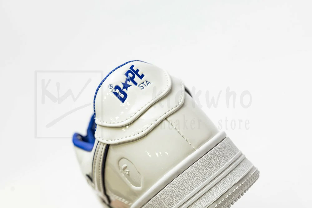 a bathing ape bape sta patent leather white blue