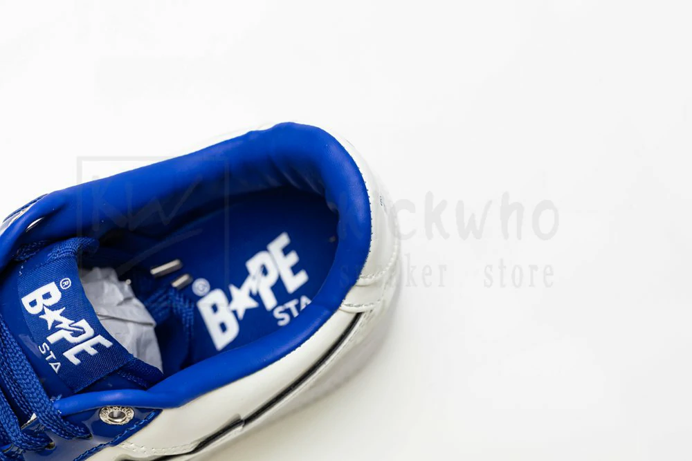 a bathing ape bape sta patent leather white blue