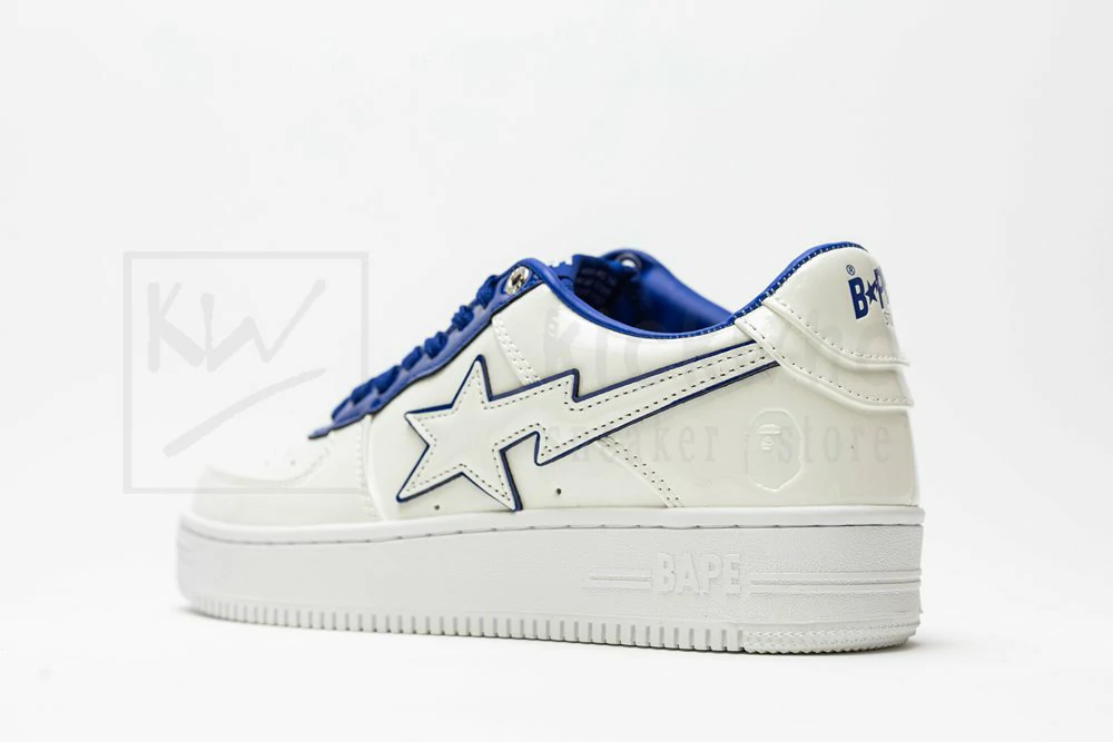 a bathing ape bape sta patent leather white blue