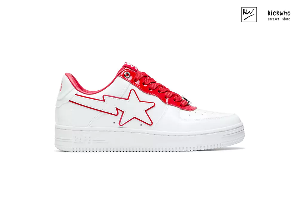 a bathing ape bape sta patent leather white red