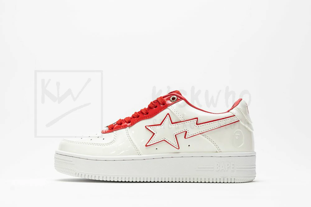 a bathing ape bape sta patent leather white red