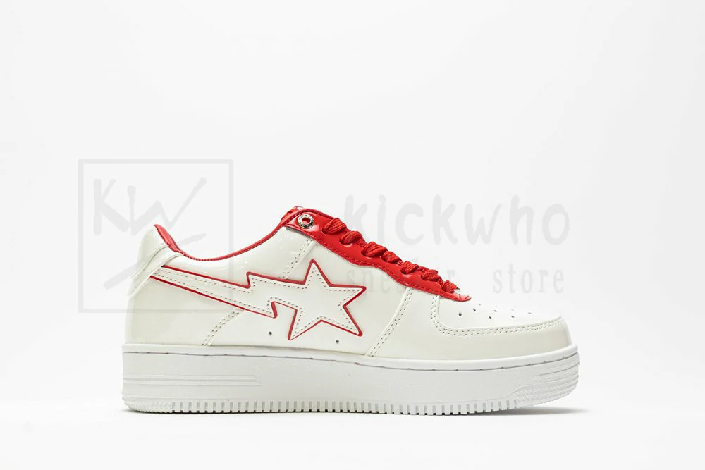 a bathing ape bape sta patent leather white red