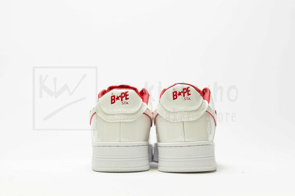 a bathing ape bape sta patent leather white red