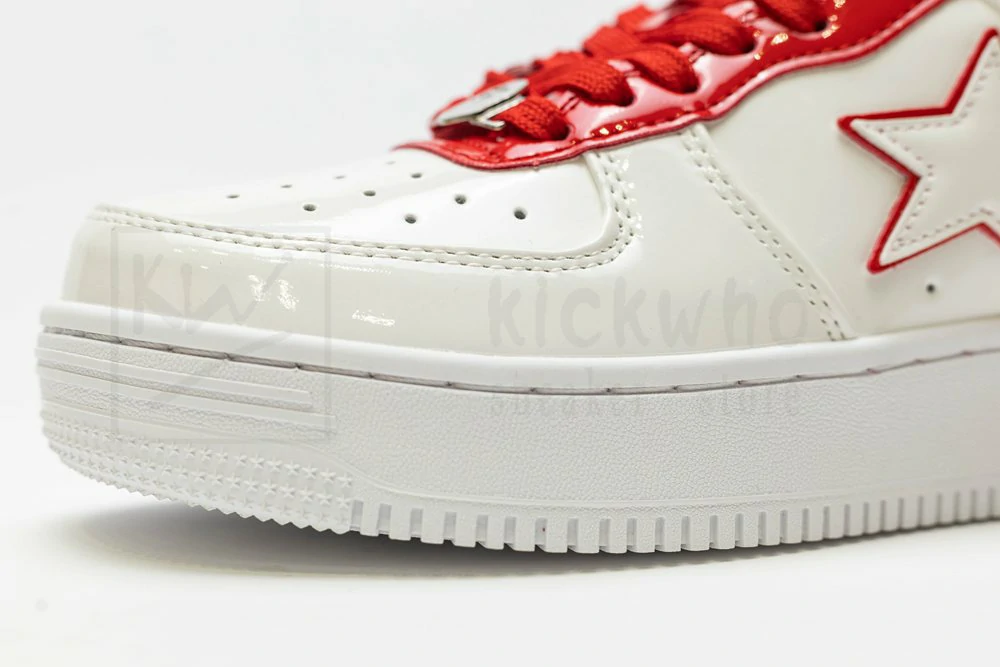 a bathing ape bape sta patent leather white red