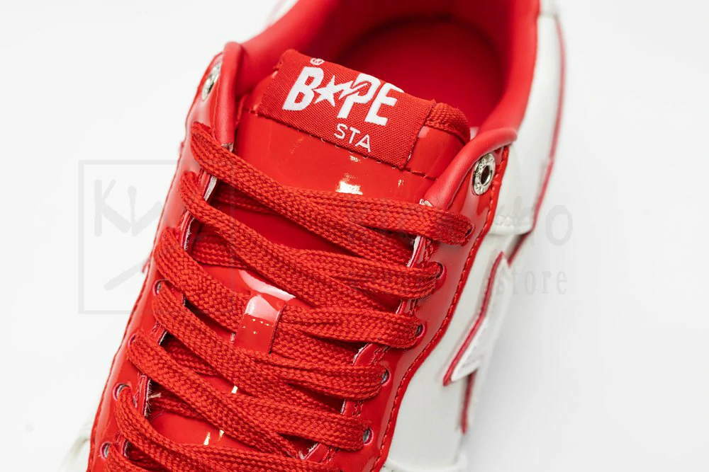 a bathing ape bape sta patent leather white red