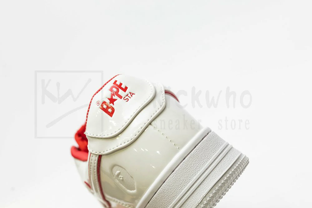 a bathing ape bape sta patent leather white red