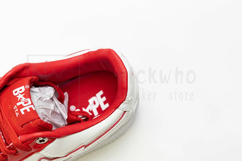 a bathing ape bape sta patent leather white red