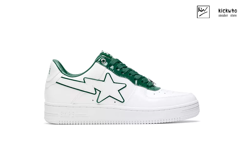 a bathing ape bape sta patent leather white green