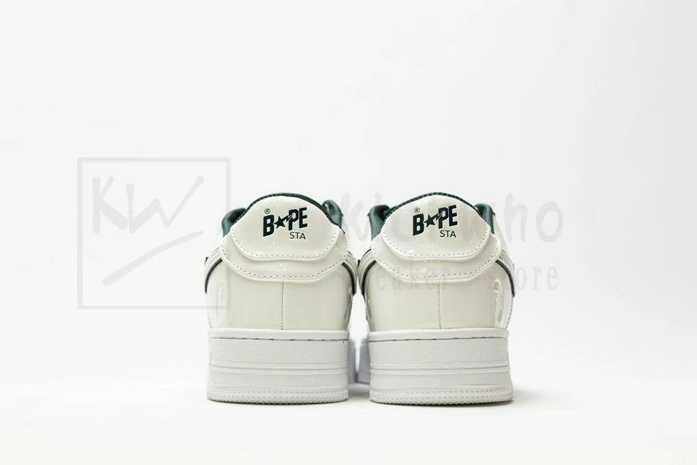 a bathing ape bape sta patent leather white green