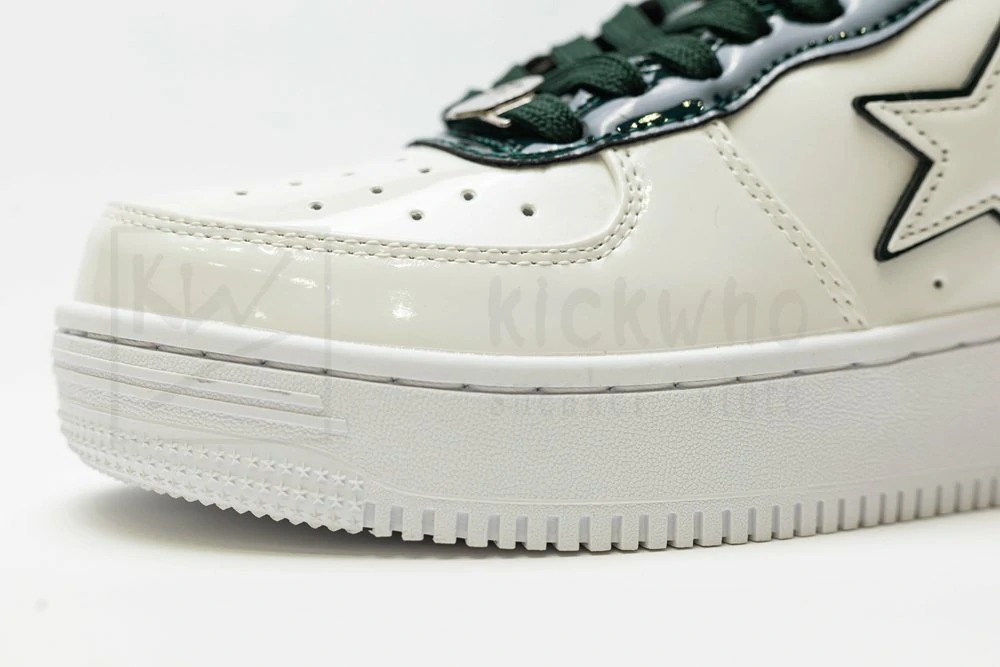 a bathing ape bape sta patent leather white green