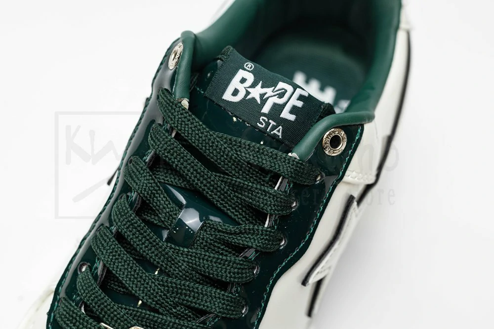 a bathing ape bape sta patent leather white green