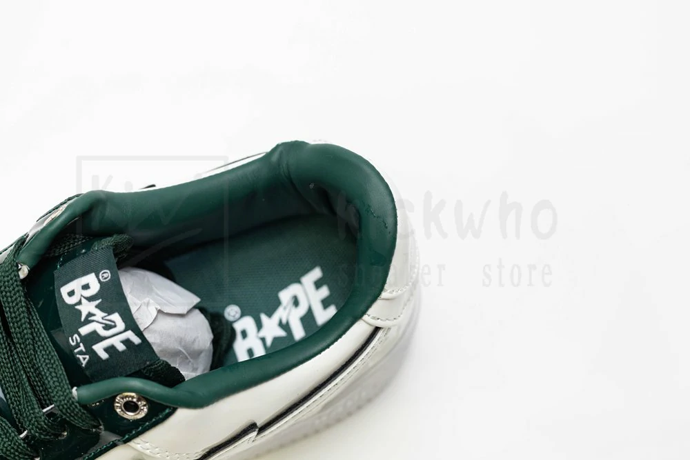 a bathing ape bape sta patent leather white green