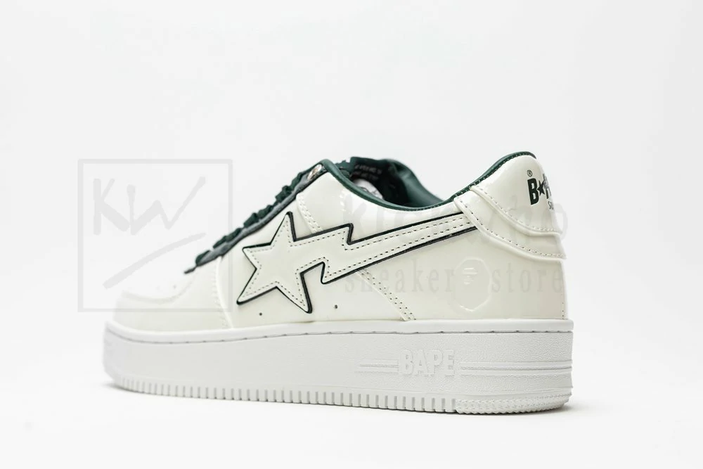 a bathing ape bape sta patent leather white green