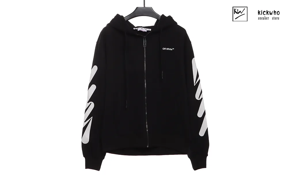 offwhite graffiti electrocardiogram zipper hoodie