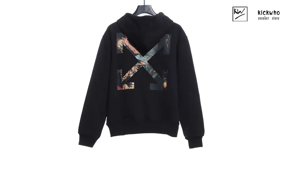 offwhite skeleton paint hoodie black