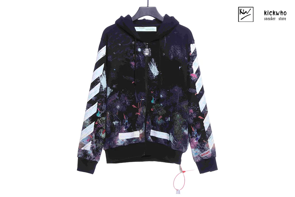 offwhite sky firework zipper hoodie