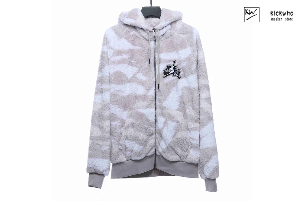 nike camo plush zippered hoodie