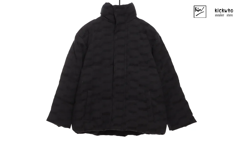 balenciaga lock print coat black